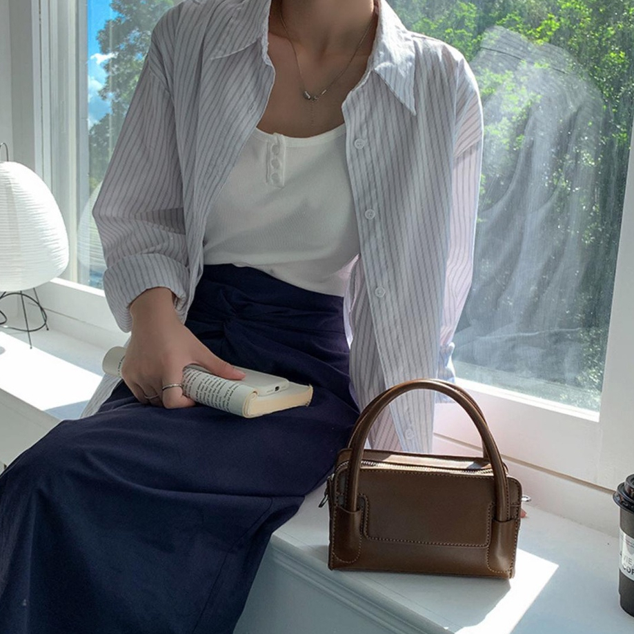 Túi xách nữ đeo chéo 2 quai dáng túi hôp size 18cm ST10