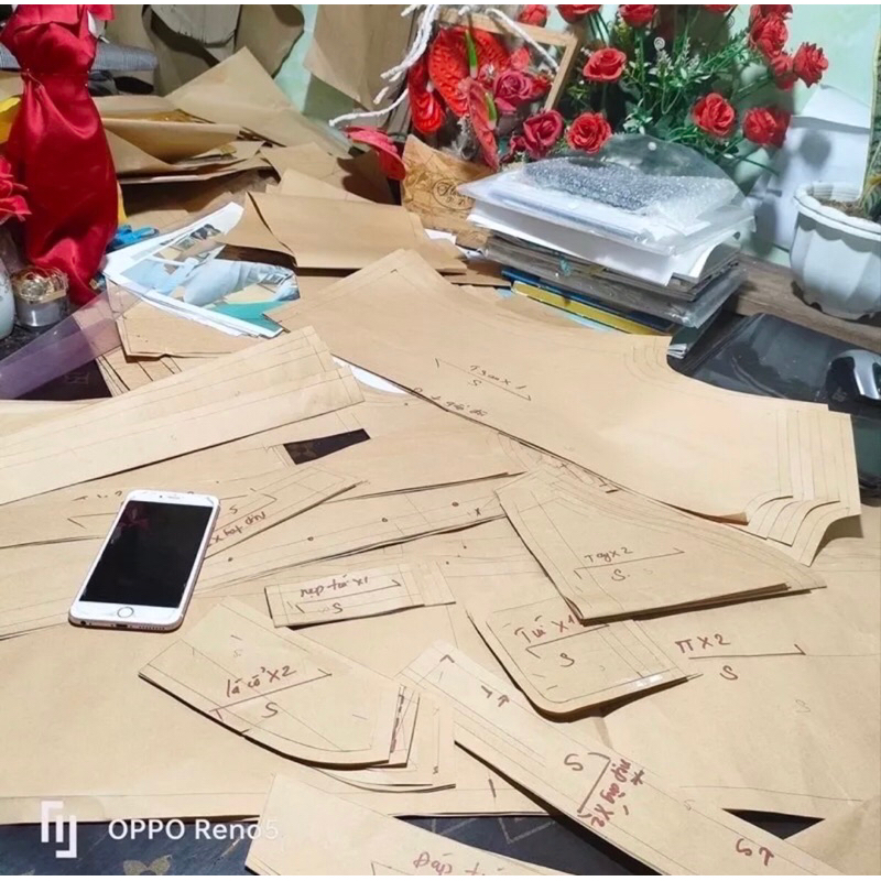 Rập giấy thết kế, Rập giấy đầm váy nữ hai dây rã ngực ôm eo tùng xoè, Rập giấy cắt sẵn