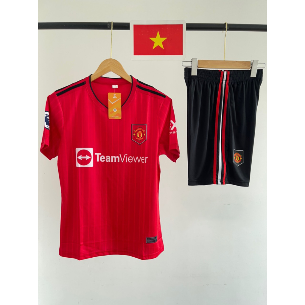 Sét bộ đồ đá banh câu lạc bộ Manchester Utd chất thun lạnh . Bộ đồ đá bóng CLB MU co giãn , thoáng mát