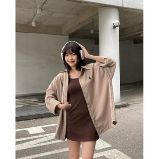 Set đầm dây kèm áo sơ mi thêu form rộng