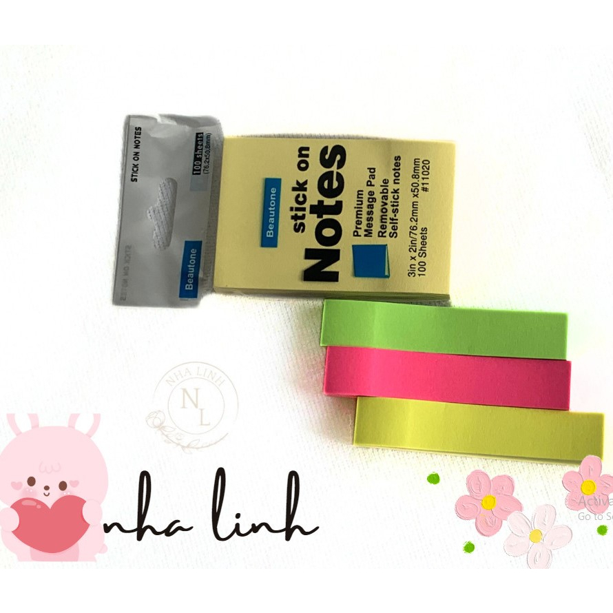 Giấy Note ghi chú dạ quang đủ size 3x2, 3x3 , 3x4 , 3x5 , keo dán chắc chắn