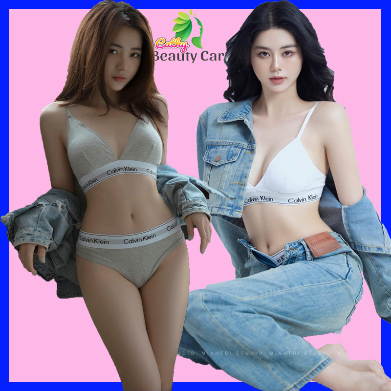 BỘ ĐỒ LÓT NỮ CALVIN KLEIN CK GIỌT LỆ LOẠI 1 CHẤT COTTON CÓ ĐỆM MÚT