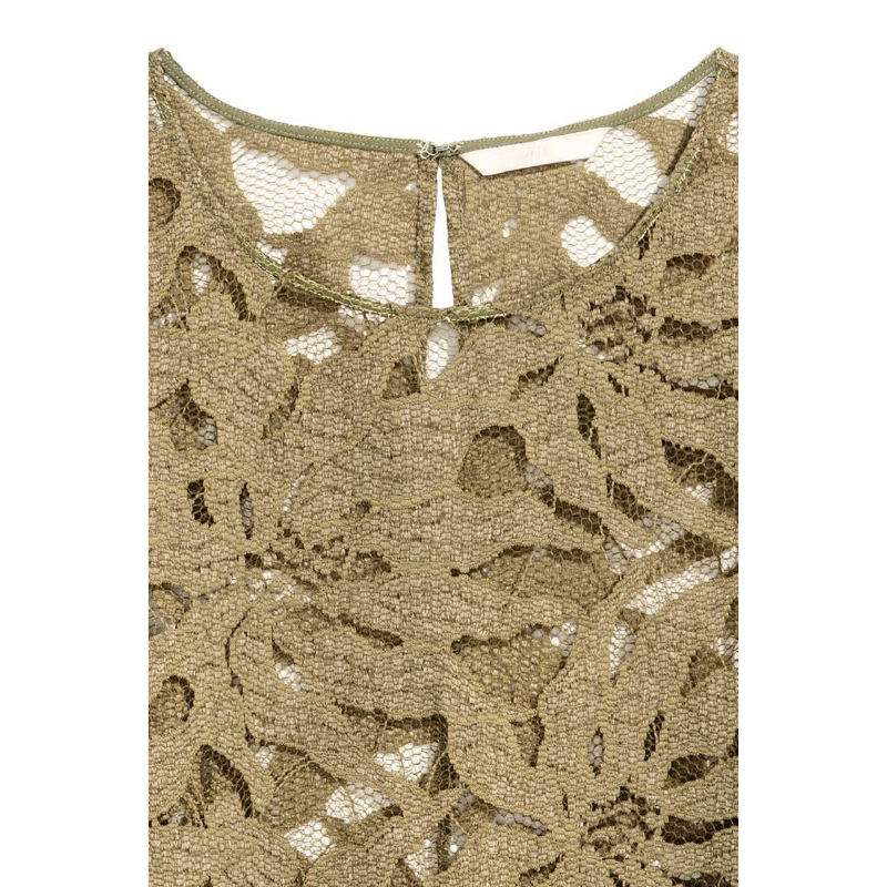 Áo ren xuyên thấu H&M auth màu xanh oliu