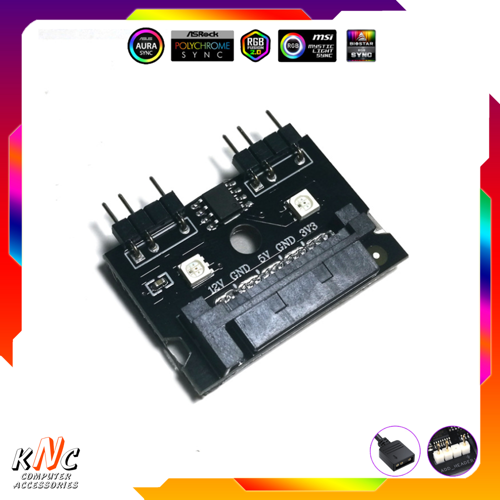 Phụ Kiển Đổi Chân Nguồn Sata Ra 2 Cổng 5v ARGB - Hàng New