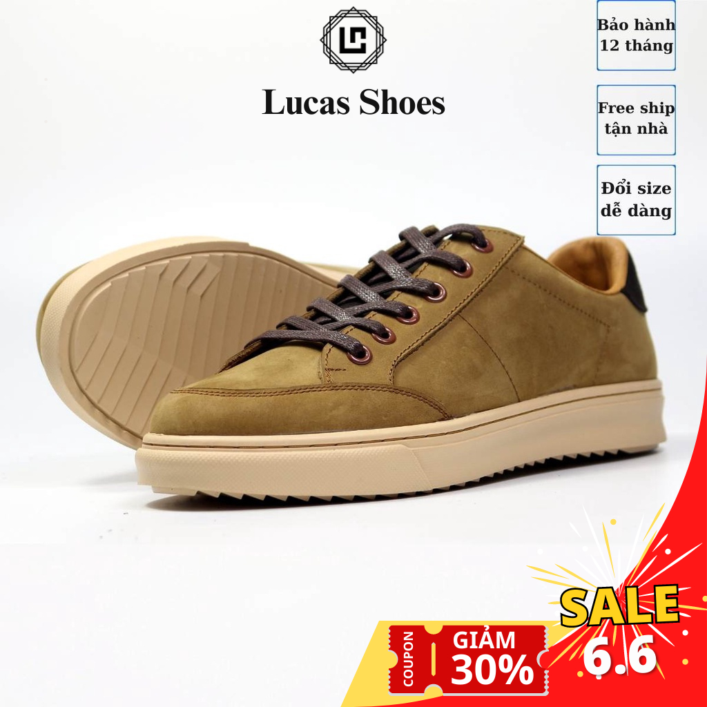 Giày nam Da Thể Thao LC2101X da bò sáp tăng 4 cm Lucas Shoes bảo hành 1 năm | BigBuy360 - bigbuy360.vn