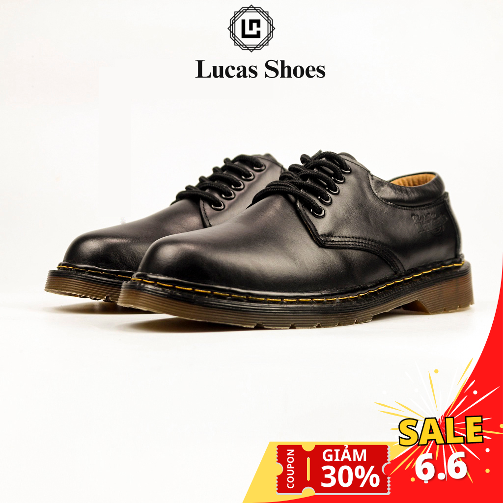 Giày Da Dr 8053 Đen Cổ Thấp Lucas Shoes, Kiểu Dáng Doctor, Da Bò Nappa, Đế Kếp Cao Su Có Khâu Đế - BH 1 năm | BigBuy360 - bigbuy360.vn