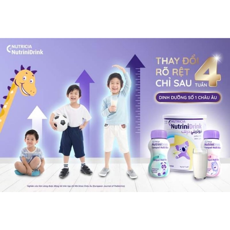 Sữa Nutrinidrink compact multifiber  dành cho trẻ nhẹ cân thấp còi chai 126ml