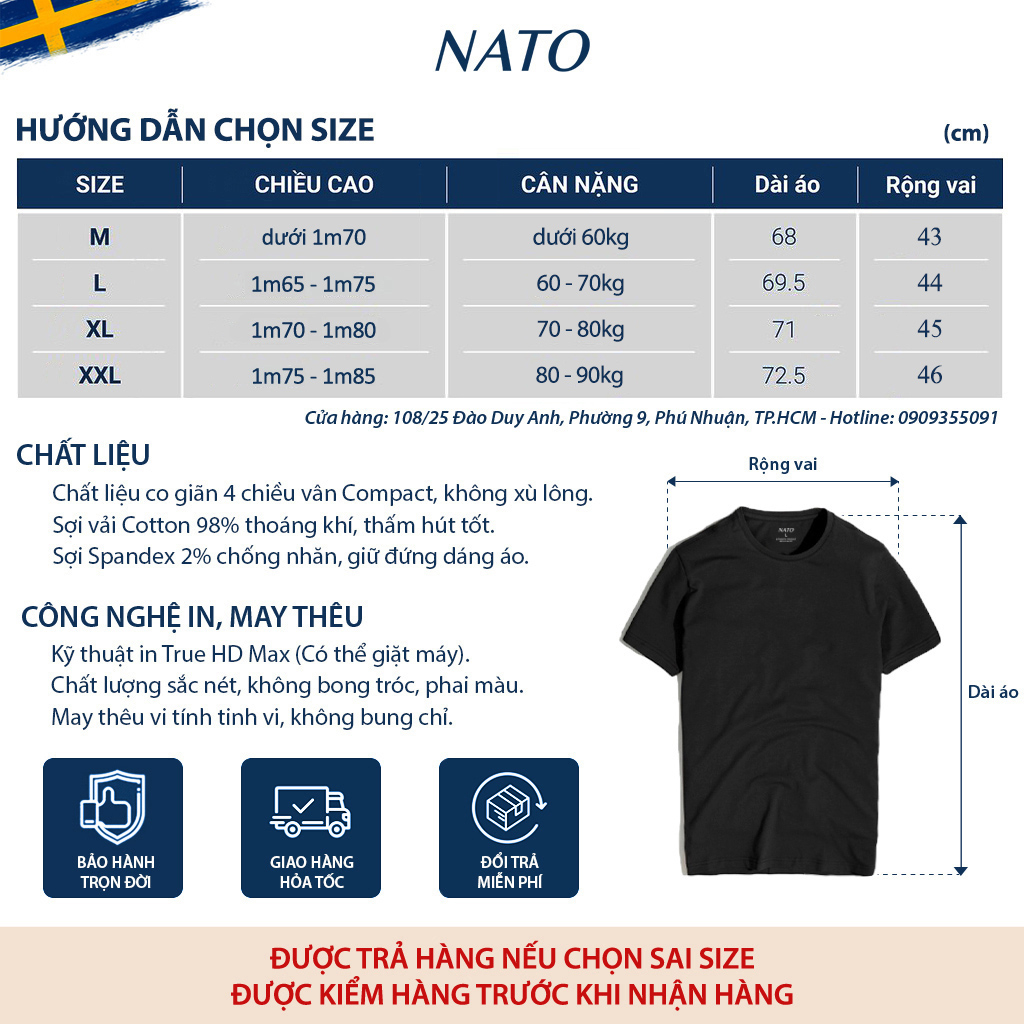 Áo Thun Cổ Tròn Nam COTTON Vải Cotton Cao Cấp Basic Đẹp Phông Tay Ngắn Màu Trắng Đen Đỏ Xanh Navy Trơn Họa Tiết NATO