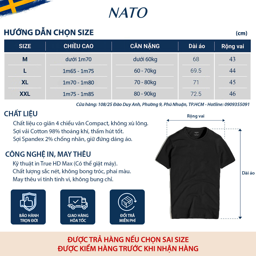 Áo Thun Cổ Tròn Nam COTTON Vải Cotton Cao Cấp Đẹp Basic Phông Tay Ngắn Màu Xanh Navy Trắng Đỏ Đen Trơn Họa Tiết NATO