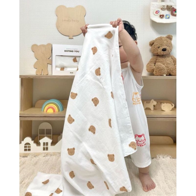 (tách lẻ)Khăn tã Dottodot Hàn quốc cho bé, kích thước 90 x 90cm