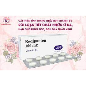 Viên uống Bedipanten Vitamin B5 100mg MDP Hộp 20 viên, Hỗ trợ giảm rụng tóc ,đẹp da - ủ tóc kích thích mọc tóc