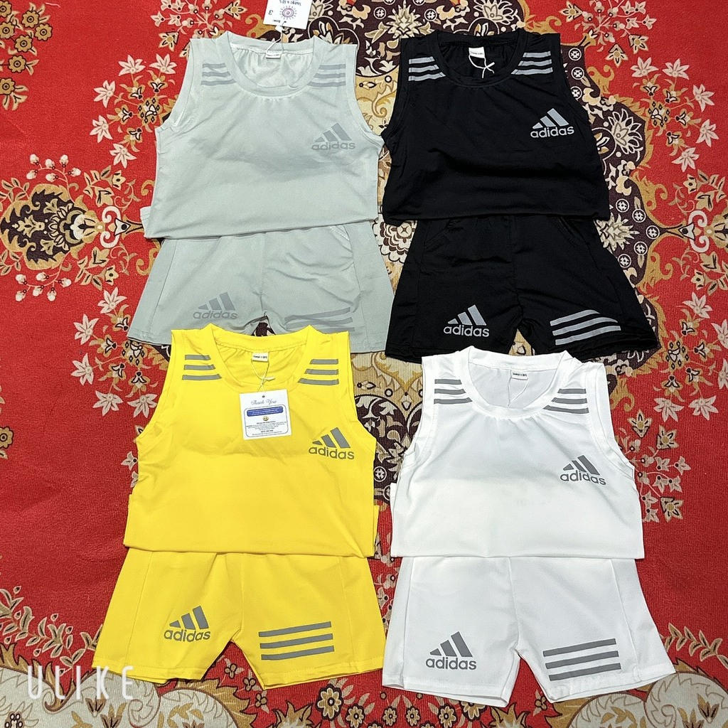 Bộ ba lỗ sát nách bé trai Binbon kids, Bộ thể thao bé trai chất Thun Cotton Phản Quang cực mát cho bé 6-27kg QATE068