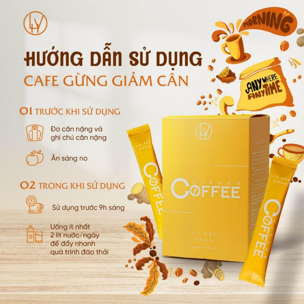 cà phê giảm cân Ginger coffee, cafe gừng giảm cân LHV, giảm mỡ bụng