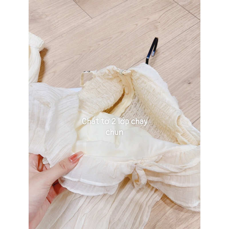 Set tay bèo thiết kế mix quần dáng xuông 2lớp mặc siêu tôn dáng