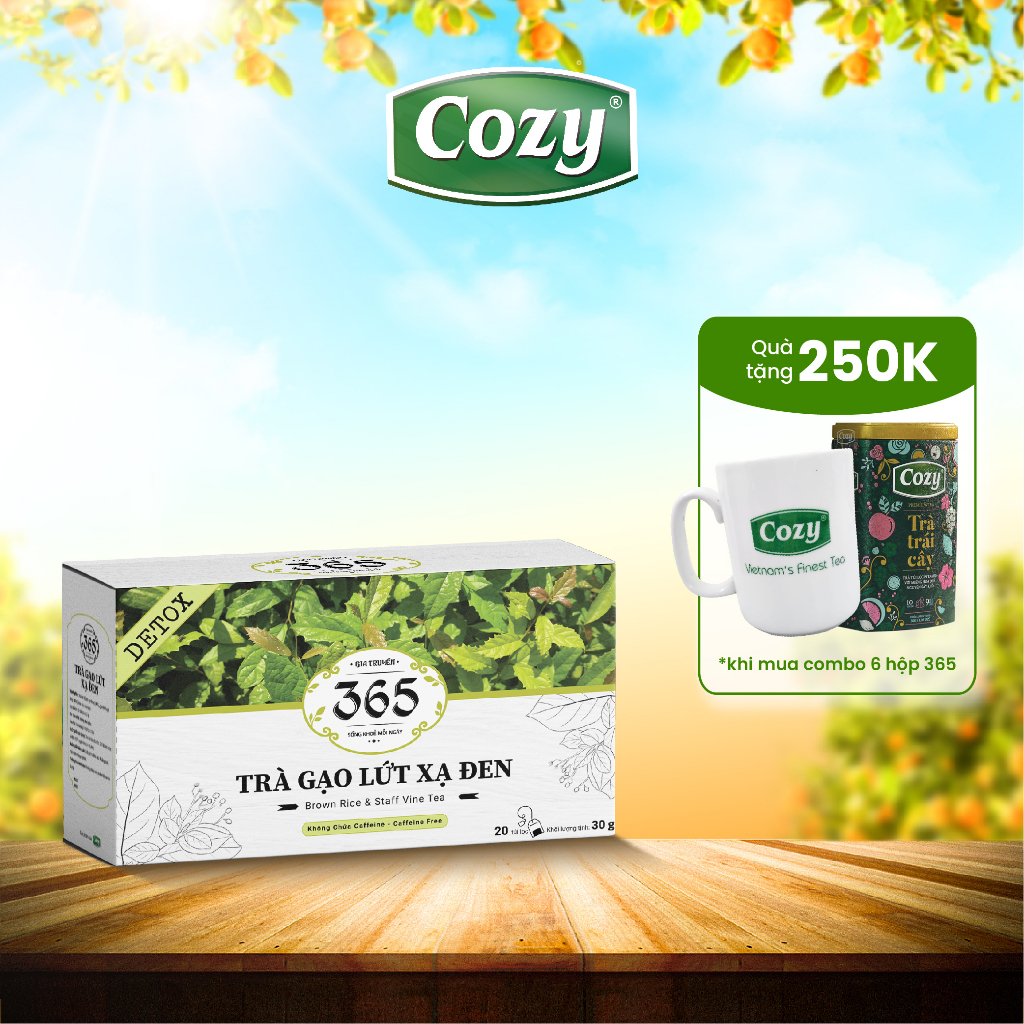 Trà gạo lứt xạ đen túi lọc 365 (20 túi x 1.5g) - Thanh nhiệt, giải độc, hỗ trợ giảm cân, tốt cho sức khỏe