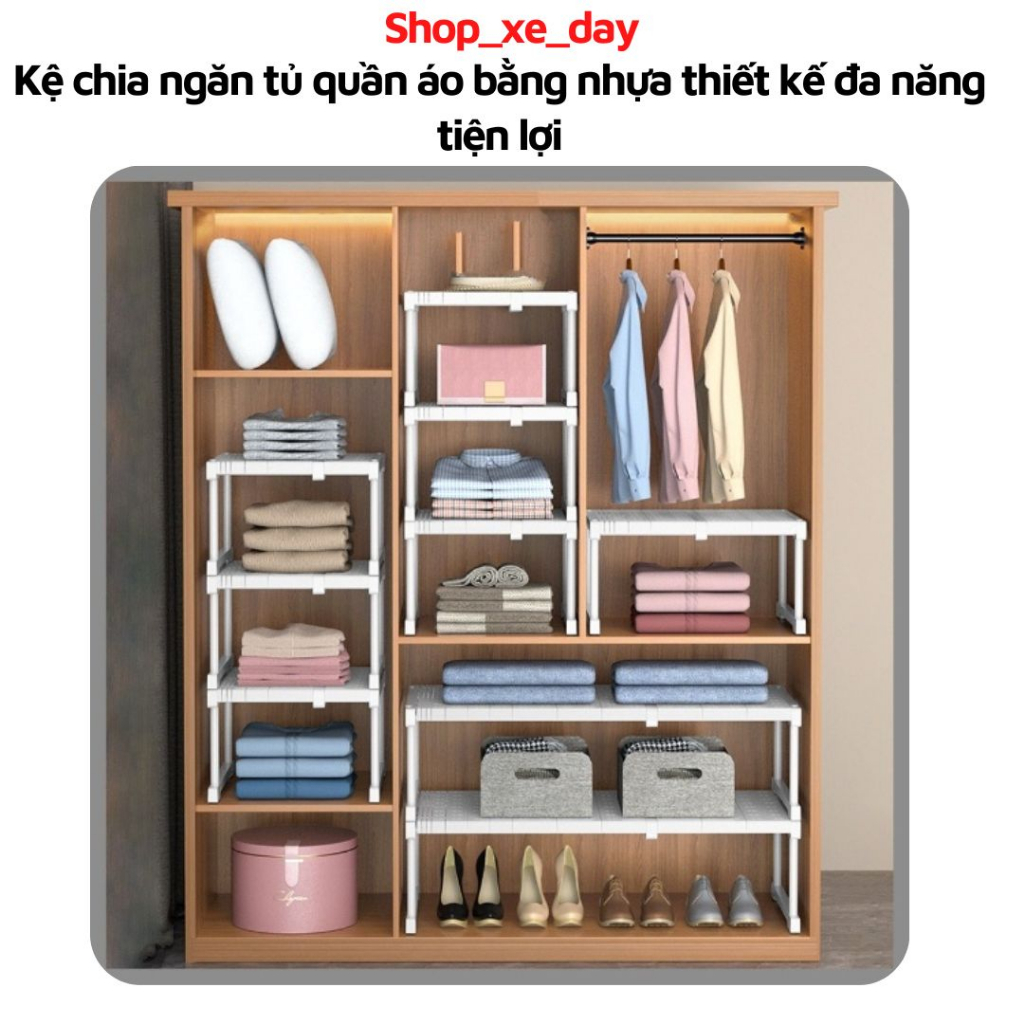 Kệ chia đa năng ngăn tủ quần tủ quần áo bằng nhựa thiết kế gọn gàng tiện lợi