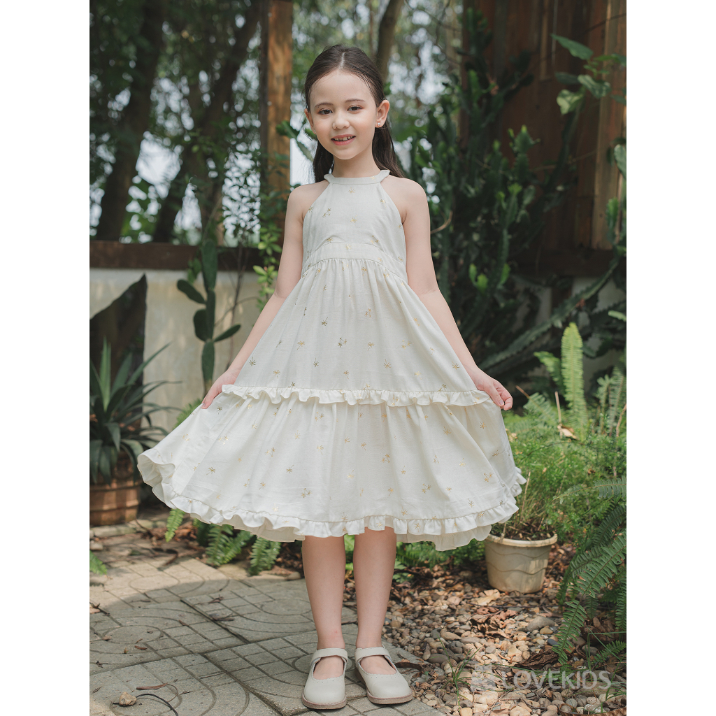 Đầm maxi bé gái hoạ tiết cây dừa - Lovekids