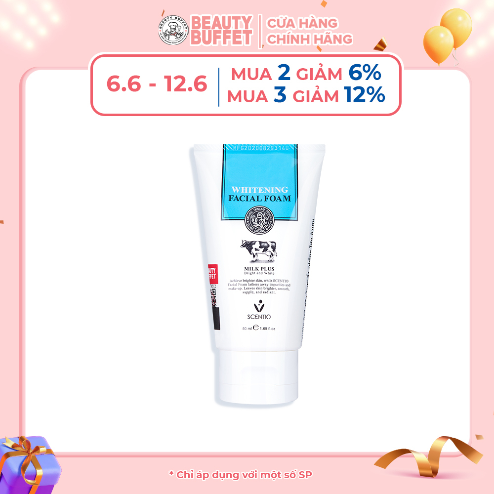 Sữa rữa mặt tạo bọt làm trắng da Beauty Buffet Scentio Milk Plus Q10 50ml