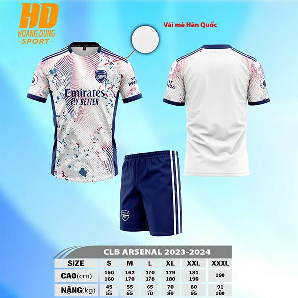 Bộ Quần Áo Đá Bóng CLB Arsenal  Mùa Giải 2023-2024 - Chất Vải Mềm Mại, Thoáng Mát