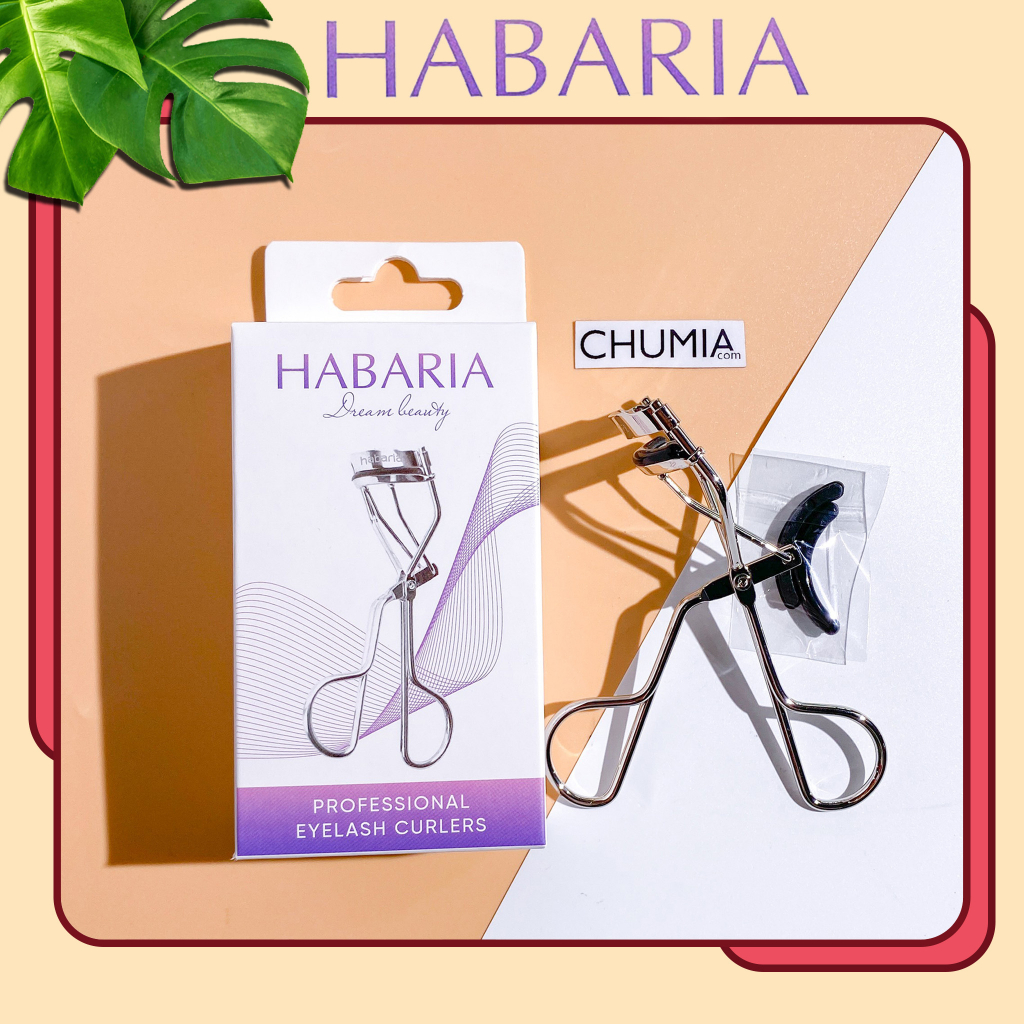Kẹp bấm mi HABARIA eyelash curlers cong mi có kèm đệm thay thế bộ trang điểm chính hãng KBM chumia