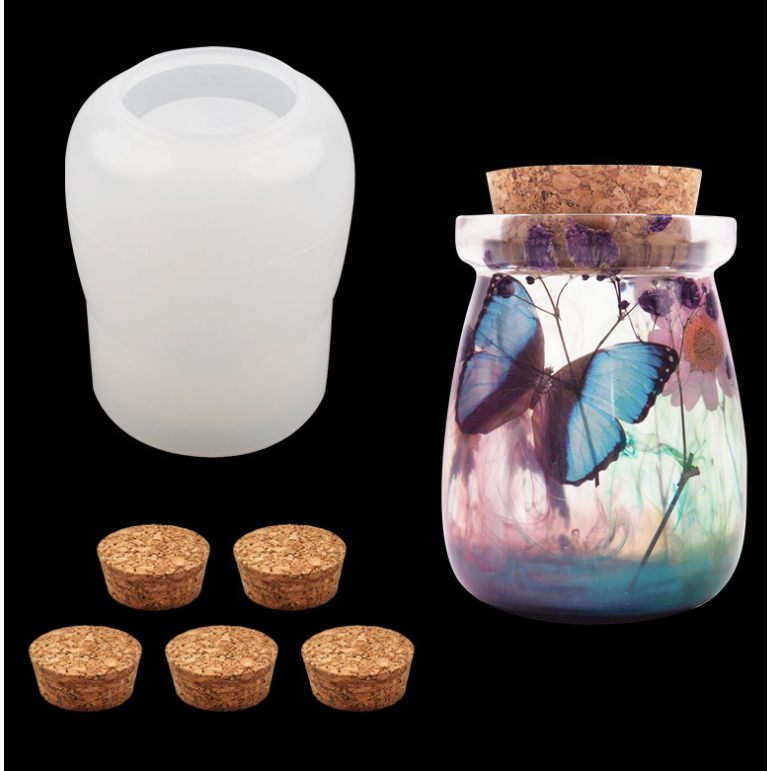 Khuôn Silicon bình đúc Bình pha lê Epoxy kèm Nút chai kín siêu đẹp