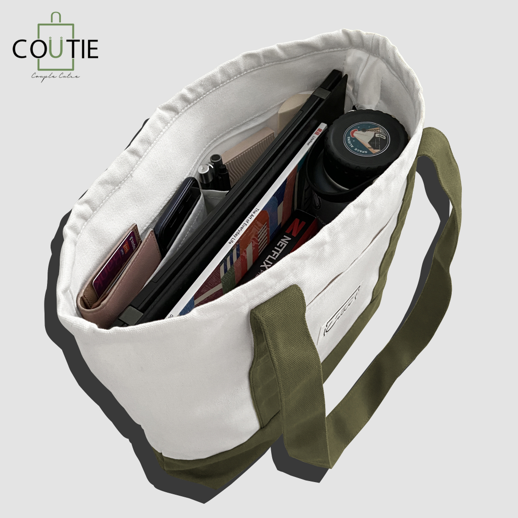 Túi Tote Canvas COUTIE BAG Phối Màu 2 Lớp - PM2210