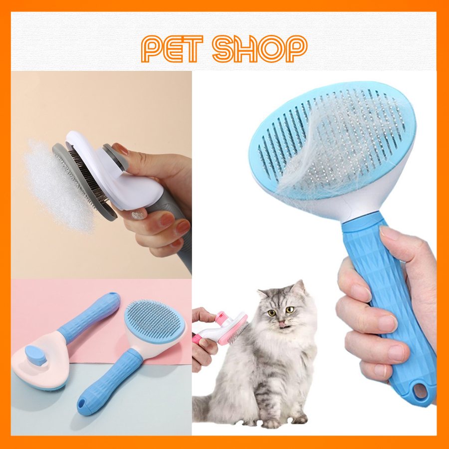 Bàn Chải Lông Thú Cưng, Chó, Mèo Có Nút Bấm Tiện Lợi Cầm Tay