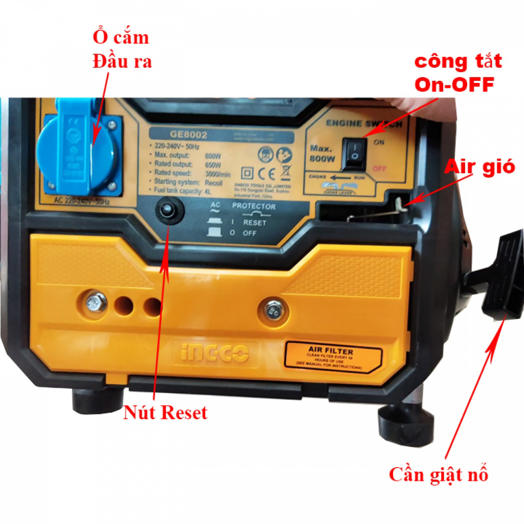 0.8kW Máy phát điện động cơ xăng INGCO GE8002