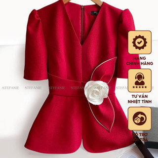 Áo sơmi sm102 , cổ v dáng peplum, sang trọng đi làm đi chơi lemina .