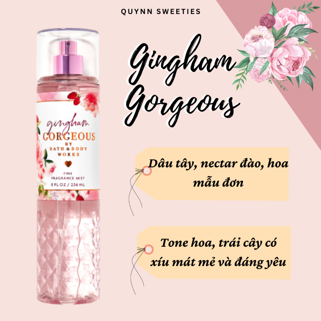 BILL MỸ- Xịt thơm body mist của Bath and body works- Gingham Gorgeous