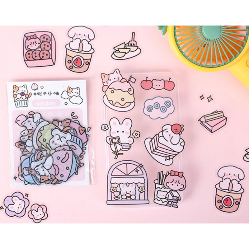 Set 40 hình dán PET hoạ tiết hoạt hình dễ thương -ST004