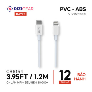 Cáp Sạc HAVIT CB6154 Độ Dài 1.2m, Sạc Nhanh PD 20W, Chất Liệu PVC Cao Cấp - Hàng Chính Hãng (Trắng)