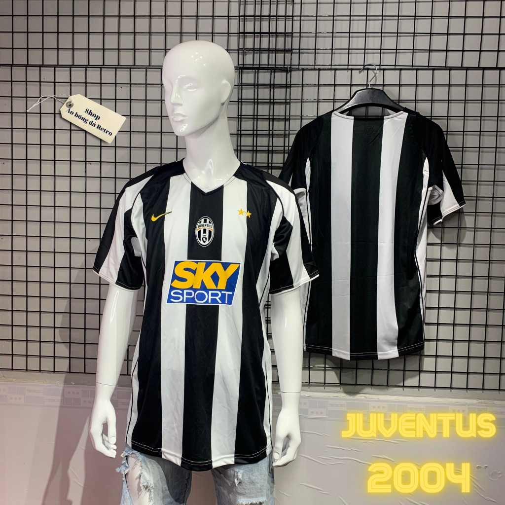 Áo bóng đá retro juventus 2004 vải Cotton Polyester thời trang blockcore