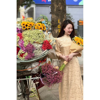 ÁO DAI HUYENTHAI LỤA TÂY THI GIEO DUYÊN