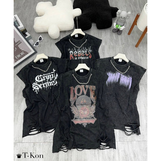 Áo Tanktop Loang Rách Chất Cotton kèm xích