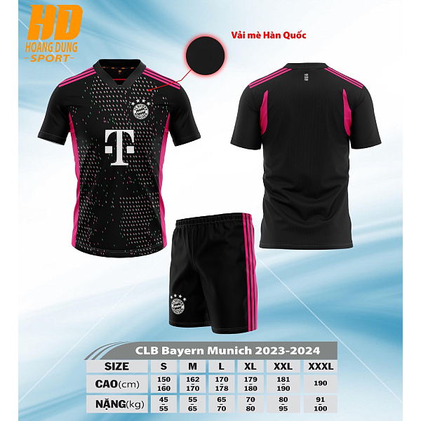 Quần Áo Đá Bóng CLB Bayern Munich Đen Mè Cao Cấp