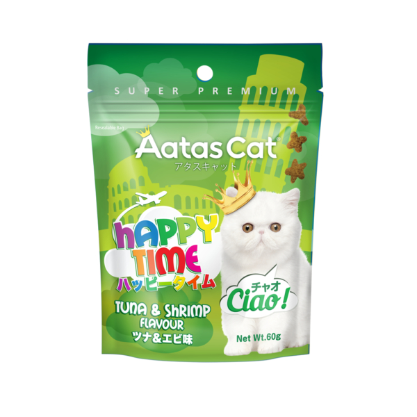 Bánh Thưởng Cho Mèo AATAS CAT HAPPY TIME túi 60gram - Thức Ăn Dinh Dưỡng Cho Mèo - KPETMART