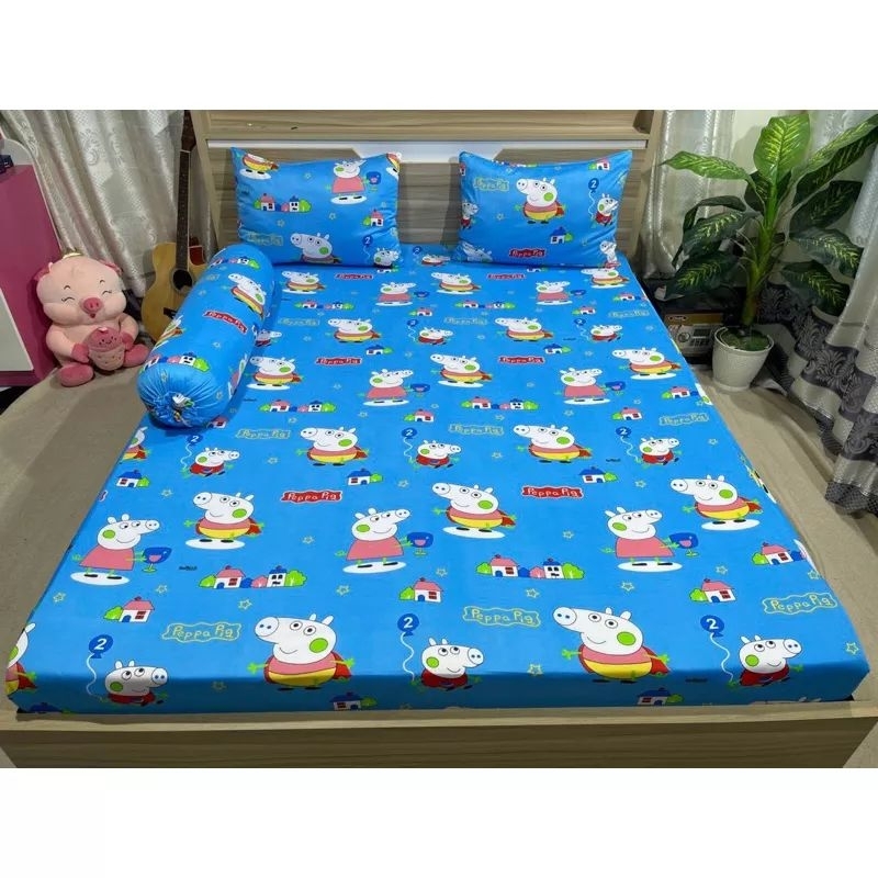 Bộ Drap thun Hàn Quốc mẫu heo Peppa