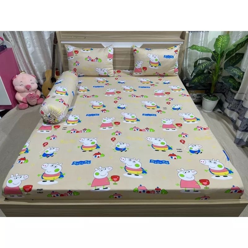 Bộ Drap thun Hàn Quốc mẫu heo Peppa