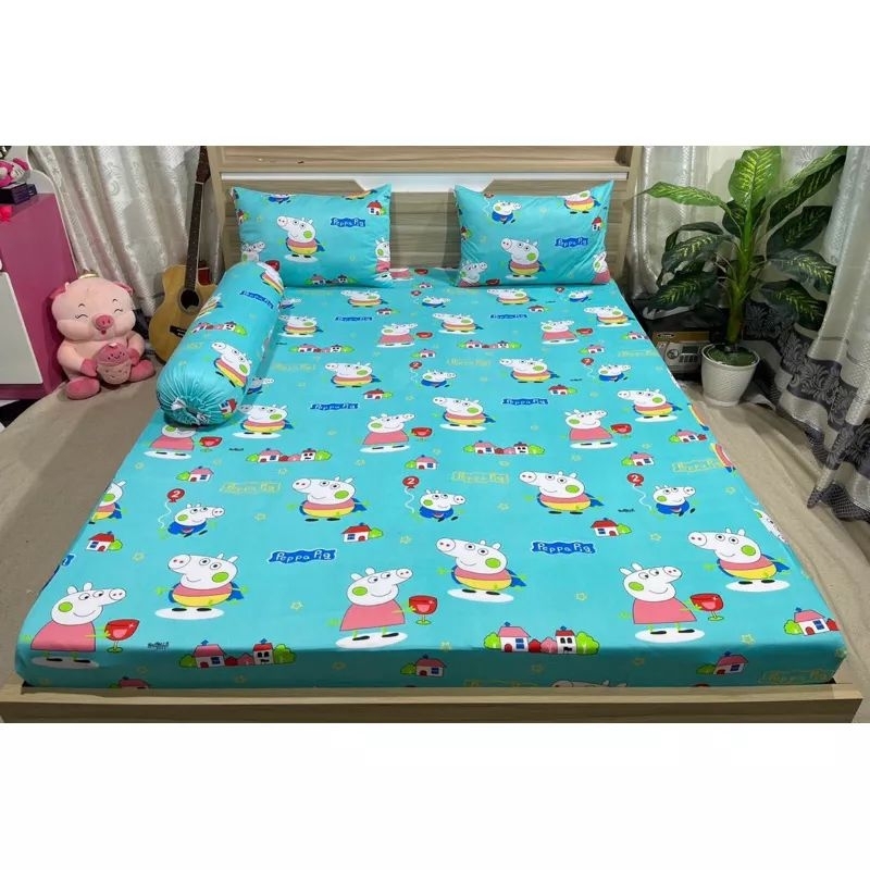 Bộ Drap thun Hàn Quốc mẫu heo Peppa