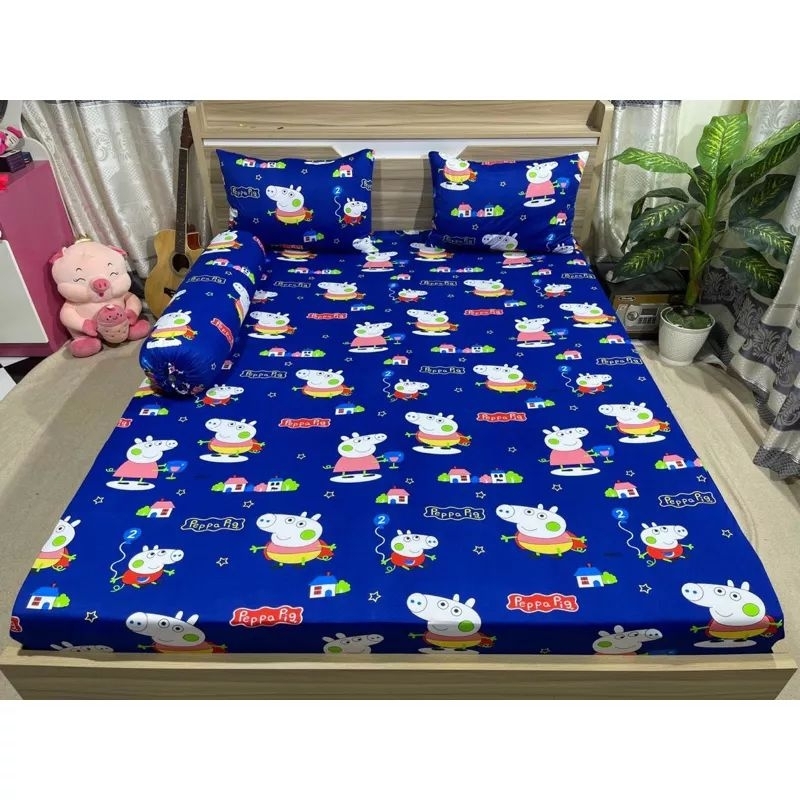 Bộ Drap thun Hàn Quốc mẫu heo Peppa