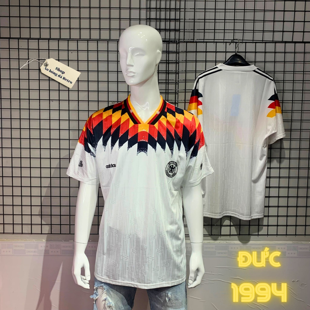 Áo bóng đá retro đức 1994 vải Cotton Polyester thời trang blockcore