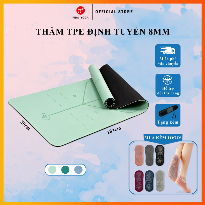 Thảm tập YOGA Định tuyến PIDO 8MM Cao Cấp – Tặng kèm túi đựng