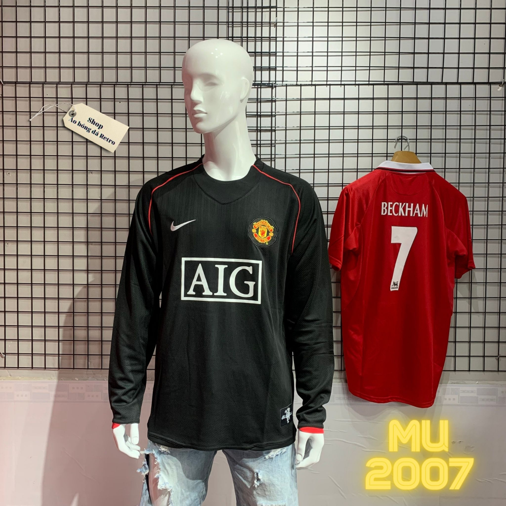 Áo bóng đá retro manchester united 2007 màu đen vải Cotton Polyester thời trang blockcore