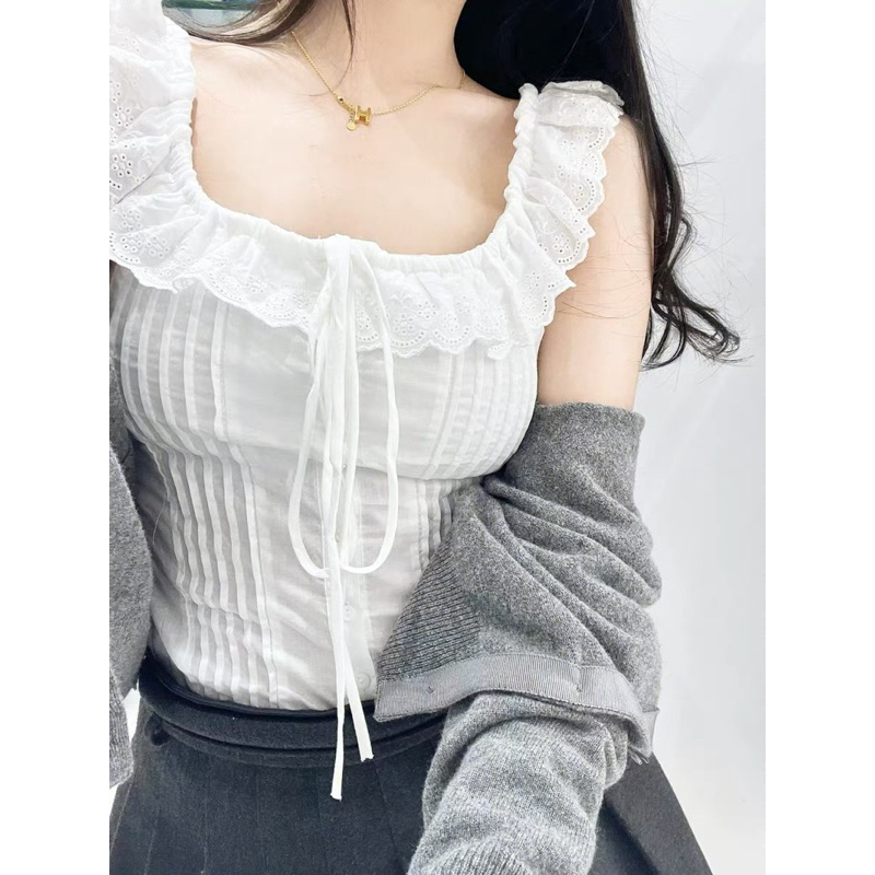 Order - Sơ mi thô cho nữ siêu xinh màu trắng kèm ảnh thật