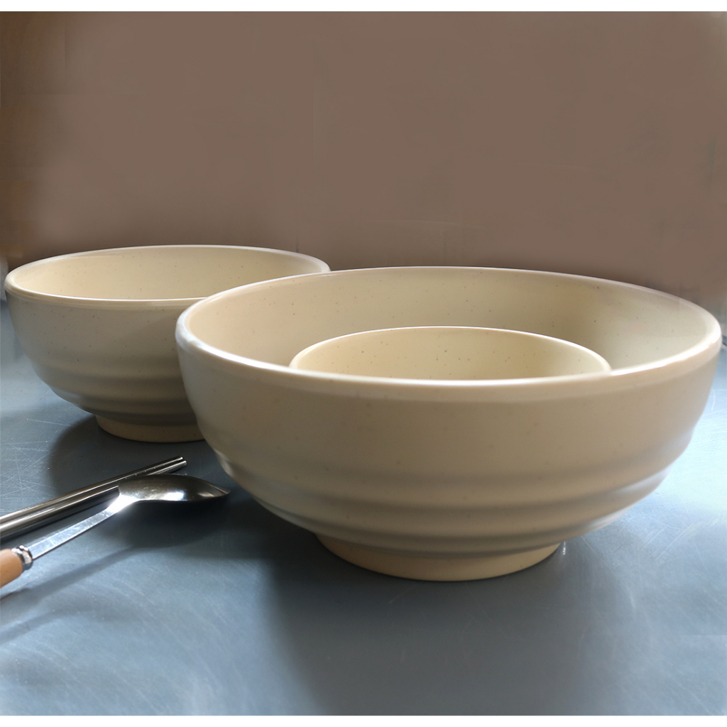 Tô, Bát Cơm Vân Đá Beige Nhám Chất Liệu Melamine Dày Chắc Chống Va Đập Phù Hợp Cho Gian Bếp Hiện Đại