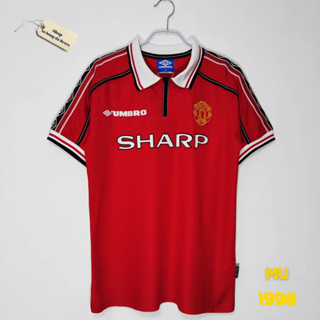 Áo bóng đá retro manchester united màu đỏ 1998 vải Cotton Polyester thời trang blockcore