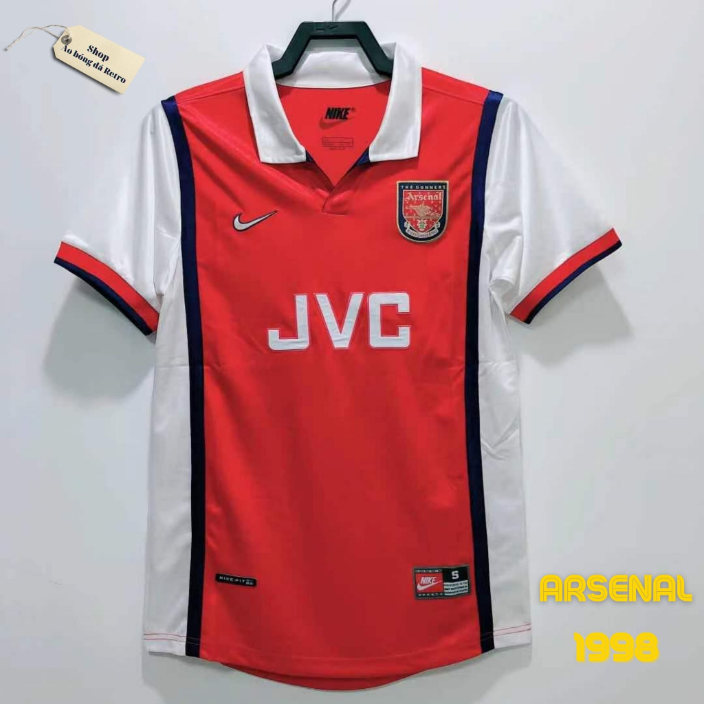 Áo bóng đá retro arsenal 1998 vải Cotton Polyester - thời trang blockcore