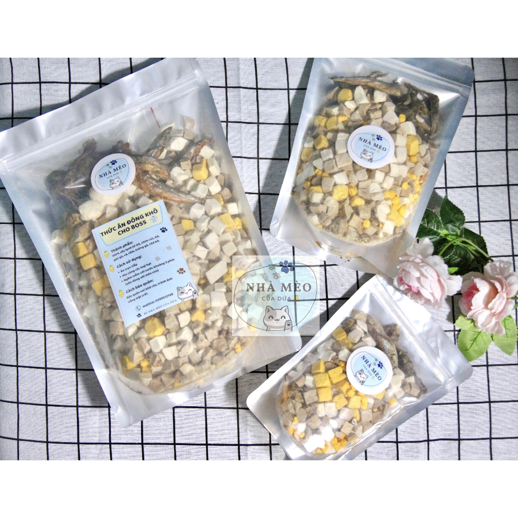 Thịt sấy đông khô loại 100G và 200G cho chó mèo, giảm rụng lông, dành cho chó mèo kén ăn