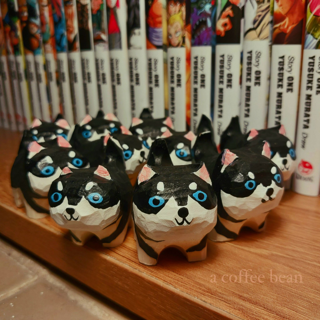 Móc khóa khắc gỗ thủ công chó SHIBA và HUSKY siêu cấp cute